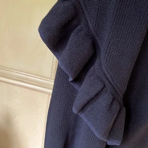 Tory Burch Ashley Navy Ruffled Sleeve Sweater Dress - Picture 10 of 16